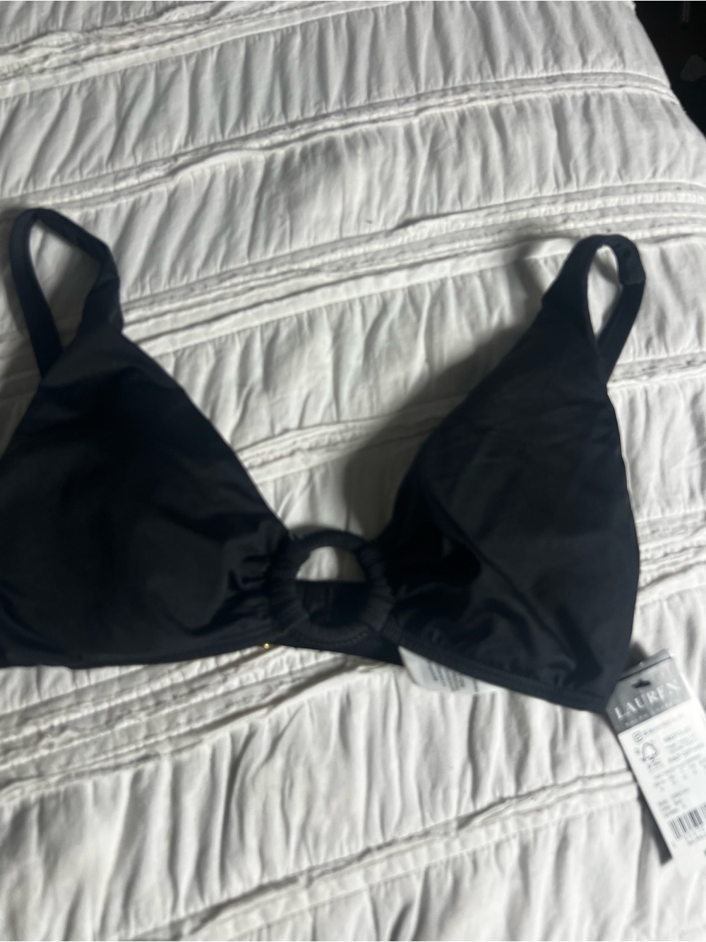 Ralph Lauren Black Ring-Front Bikini Top